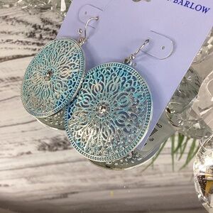 NEW PERIWINKLE BY BARLOW SILVER BLUE‎ EARRINGS HOLIDAYS PARTY RHINESTONE CIRCLE
